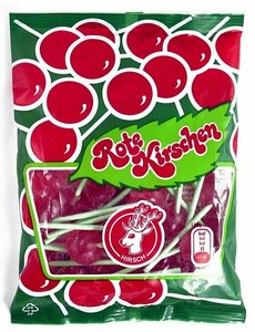 Hirsch Hirsch Rote Kirschen 100 g - Lollis mit Kirsch Geschmack