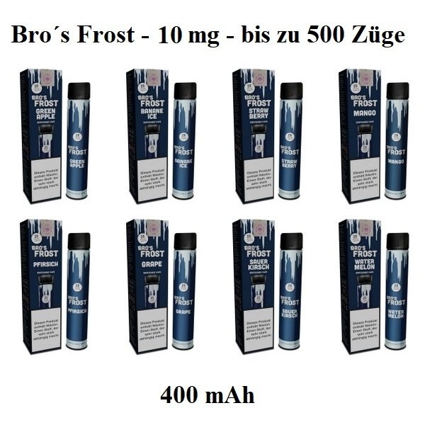 The Bros Frost The Bros Frost - Einweg E-Zigarette - 10 mg - 500 Züge - Mit Steuerbanderole - ABVERKAUF !
