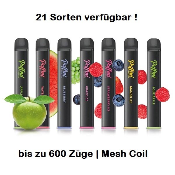 Puffmi Puffmi - Vape TX 600 Pro - Mesh Coil - E-Zigarette - Vape Pen - 20 mg - 600 Züge - Abverkauf !