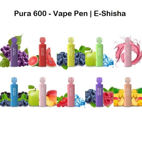 PURA PURA 600 - E-Zigarette - Vape Pen - 600 Züge - Mit Steuerbanderole - ABVERKAUF !