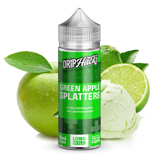 Drip Hacks Drip Hacks - Green Apple Splatters - 10 ml Aroma Longfill - Mit Steuerbanderole