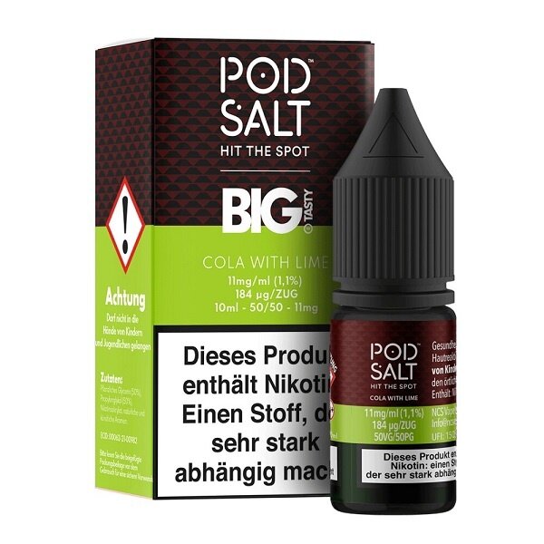 Pod Salt Pod Salt - Cola with Lime - 10 ml - 11 mg | 20 mg Nikotin - NEUE STEUER !