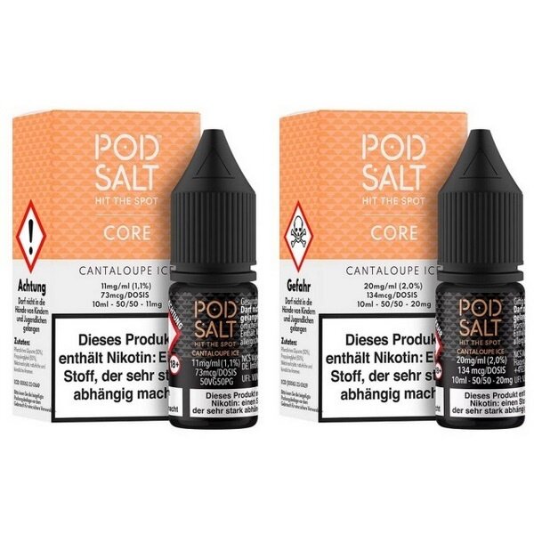 Pod Salt Pod Salt - Cantaloupe Ice - 10 ml Salt Liquid - 11 mg | 20 mg Nikotin - Mit Steuerbanderole