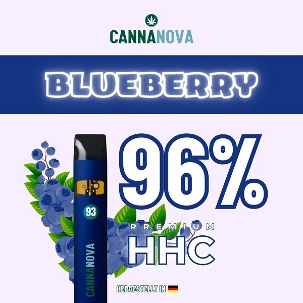 Cannanova Cannanova - Blueberry OG - HHC Vape - 96 % HHC | bis 600 Züge - 1 ml - Mit Steuerbanderole