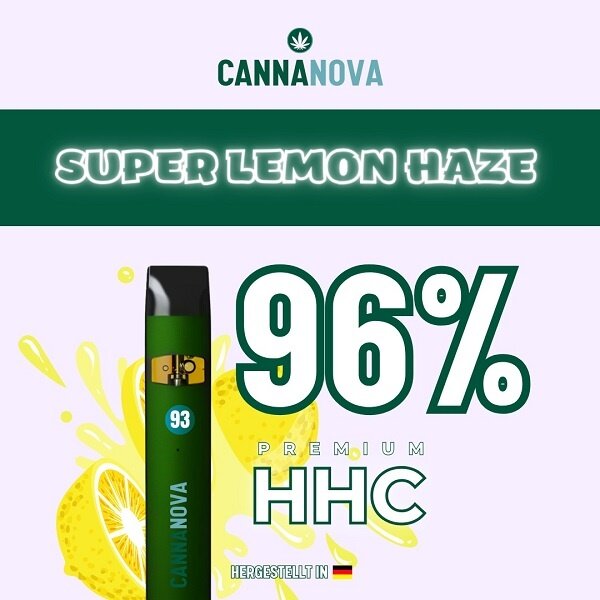 Cannanova Cannanova - Super Lemon Haze - HHC Vape - 96 % HHC | bis 600 Züge - 1 ml - Mit Steuerbanderole