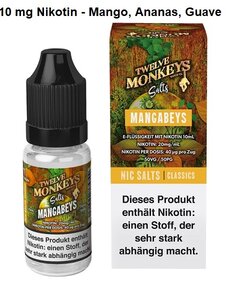 Twelve Monkeys Twelve Monkeys - Mangabeys - Nikotinsalz Liquid 10 ml - 10 mg Nikotin - Mit Steuerbanderole