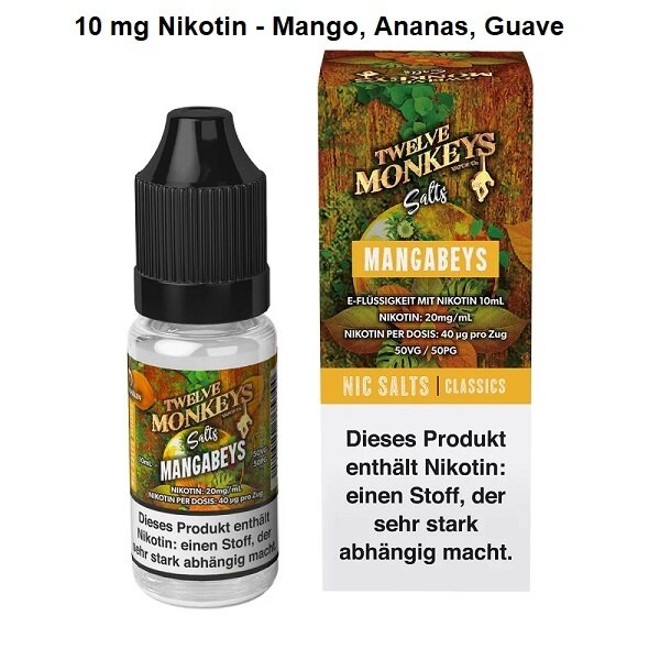 Twelve Monkeys Twelve Monkeys - Mangabeys - Nikotinsalz Liquid 10 ml - 10 mg Nikotin - Mit Steuerbanderole