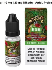 Twelve Monkeys Twelve Monkeys - Hakuna - Nikotinsalz Liquid 10 mg | 20 mg - 10 ml - Mit Steuerbanderole