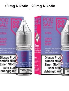 Pod Salt Pod Salt - Grape Berry Burst - 10 ml Salt Liquid - 10 mg | 20 mg Nikotin - Mit Steuerbanderole