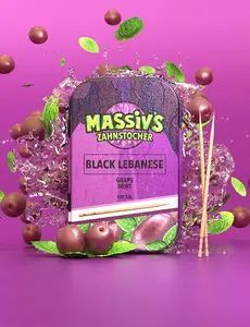 Almassiva Massiv's Zahnstocher (100 Stück) mit Geschmack - Black Lebanese  (Grape Mint)