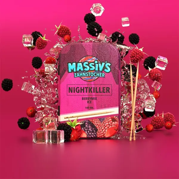 Almassiva Massiv's Zahnstocher (100 Stück) mit Geschmack - Nightkiller (Berrymix Ice)
