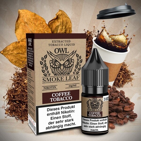 OWL Smoke Leaf OWL Smoke Leaf - Coffee Tobacco - 10 ml Nikotinliquid - 3 mg | 6 mg | 9 mg | 12 mg - Mit Steuerbanderole