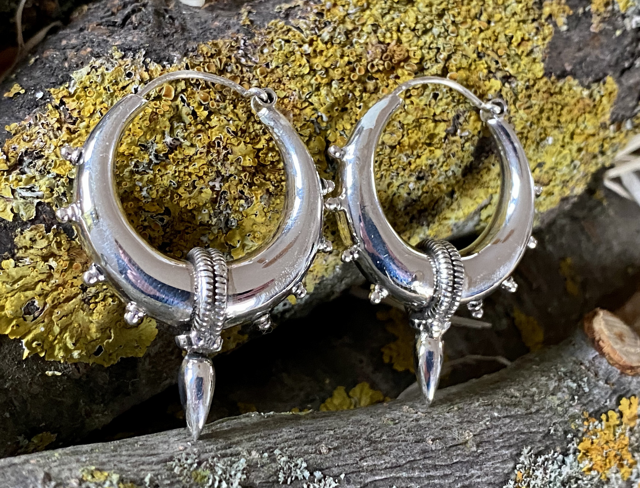 Silver Bali Earrings with spike