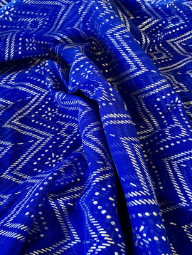 Faux Assuit Scarf/ Dupatta royal blue/ silver