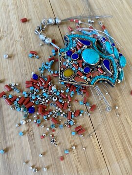 Tribal Necklace with Turquoise, broken