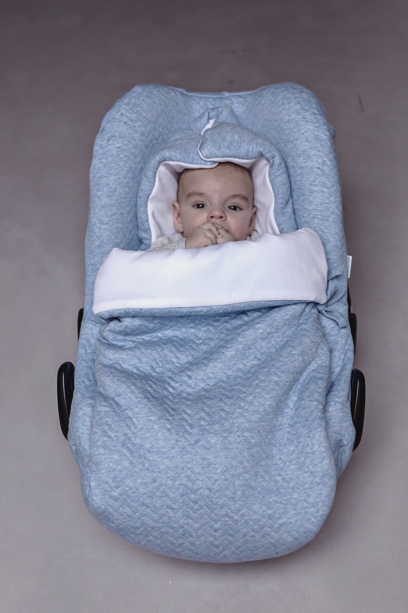 Fußsack 3 & 5-Punkt-Gürtel Poetree Chevron Denim Blue-4