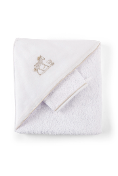 Hooded towel + washcloth Safari