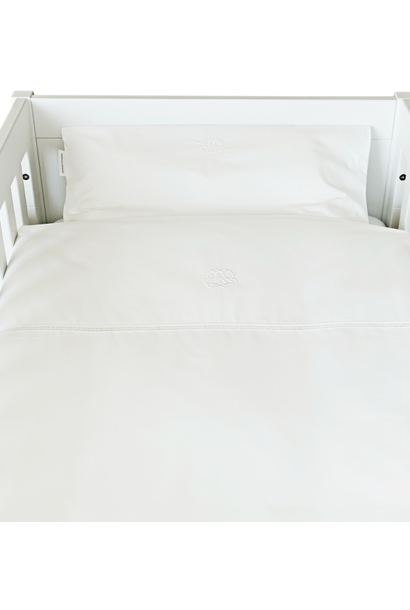 Housse de couette lit et taie bord Cotton White