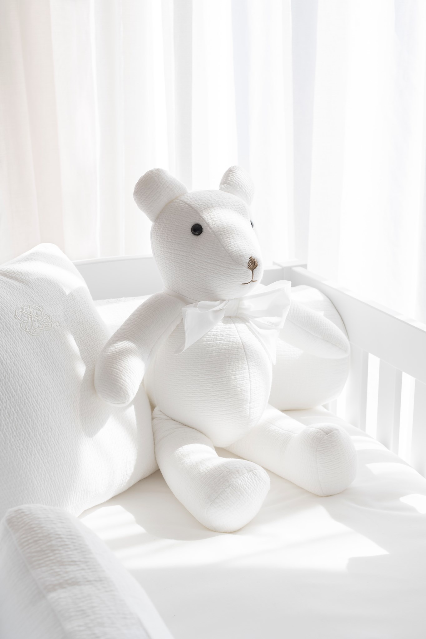 Traversin brodé Cotton white Theophile & Patachou-2