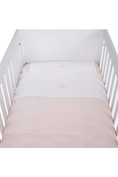 Housse de couette lit et taie bord Cotton pink