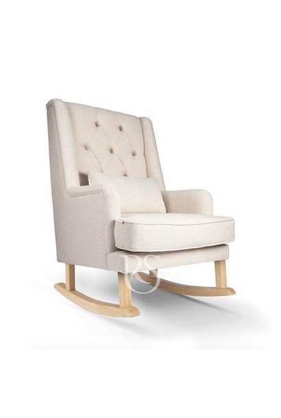 Chaise berçante Royal Rocker beige lin naturel / bois naturel