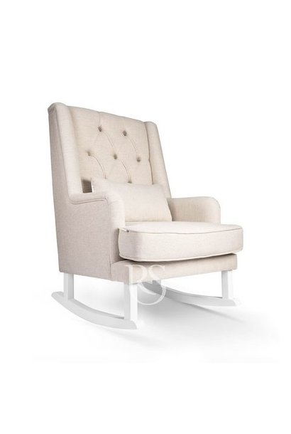 Chaise berçante Royal Rocker beige lin naturel / bois blanc