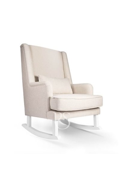 Chaise berçante Bliss Rocker lin naturel beige / bois blanc