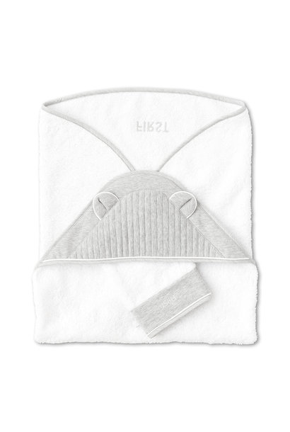 Hooded towel + washcloth Essentials pearl grey