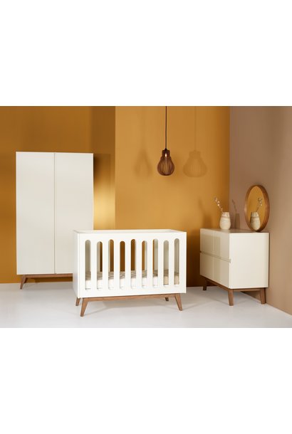 Lit 70x140cm + Commode + Armoire Trendy blanc