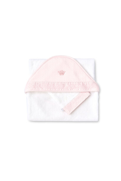 Hooded towel + washcloth Blush pink