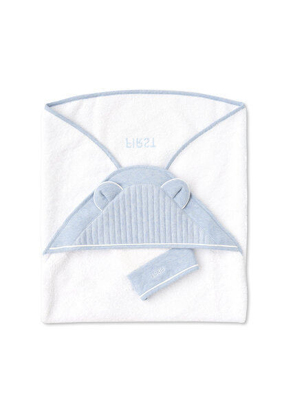 Serviette à capuche + débarbouillette Essentials azzuro blue