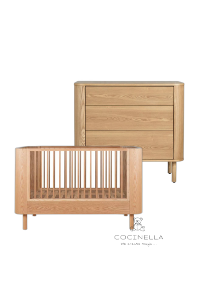 Bett 70x140cm + Kommode Yume - Natural Ash