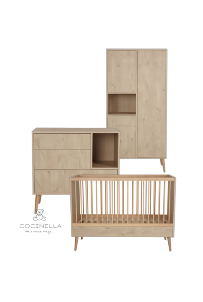 Lit 70x140cm + Commode + Armoire Cocoon Natural oak