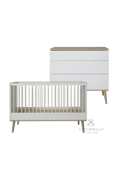 Bed 70x140cm + Chest of drawers Flow white