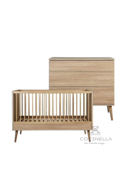 Bett 70x140cm + Kommode Flow Honey ash