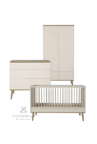 Bed 70x140cm + Commode + Kleerkast Flow clay