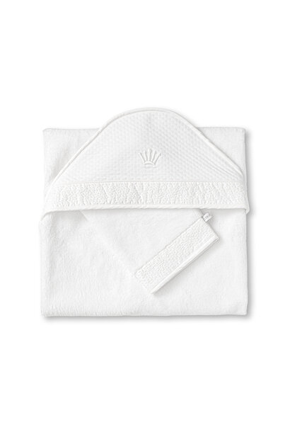 Hooded towel + washcloth Hopefull white