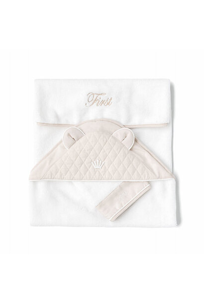 Hooded towel + washcloth Silent Sands