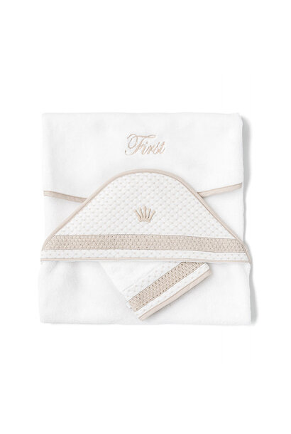Hooded towel + washcloth Silent Sands