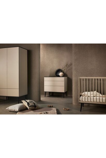 Bed 70x140cm + Chest of drawers + Closet Flow STONE