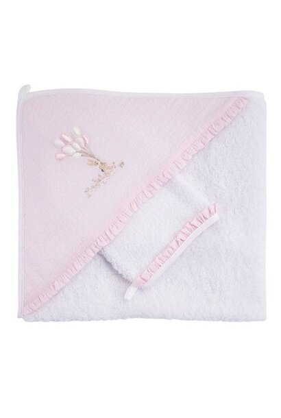 Serviette à capuche + débarbouillette Pink Garden Party