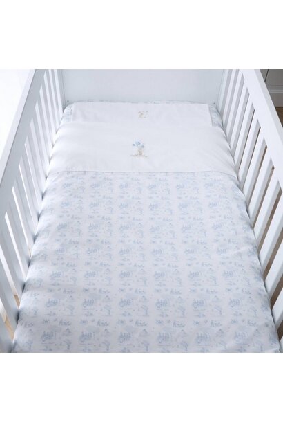 Housse de couette lit et taie bord Blue Garden Party