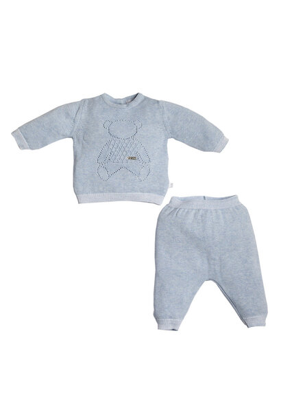 First ensemble azzuro knitted set