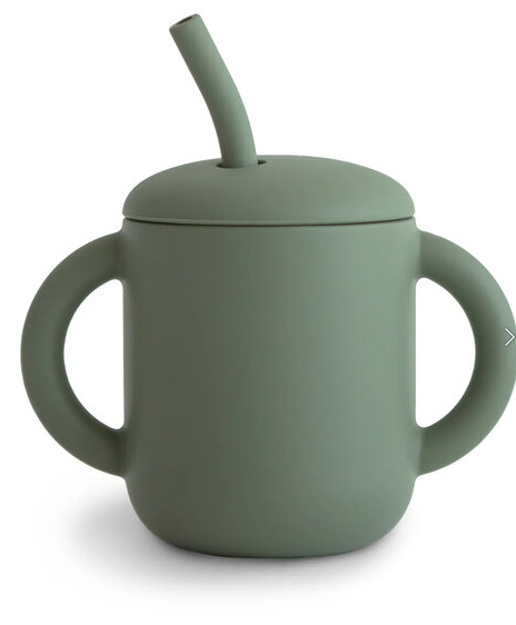 Drinkbeker mushie met rietje Dried thyme-1