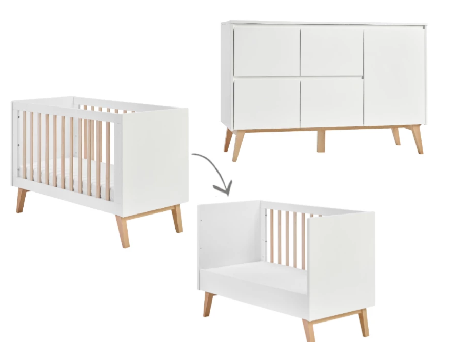 Bett 70x140cm + Kommode Pinio Swing white - Showroom model-1