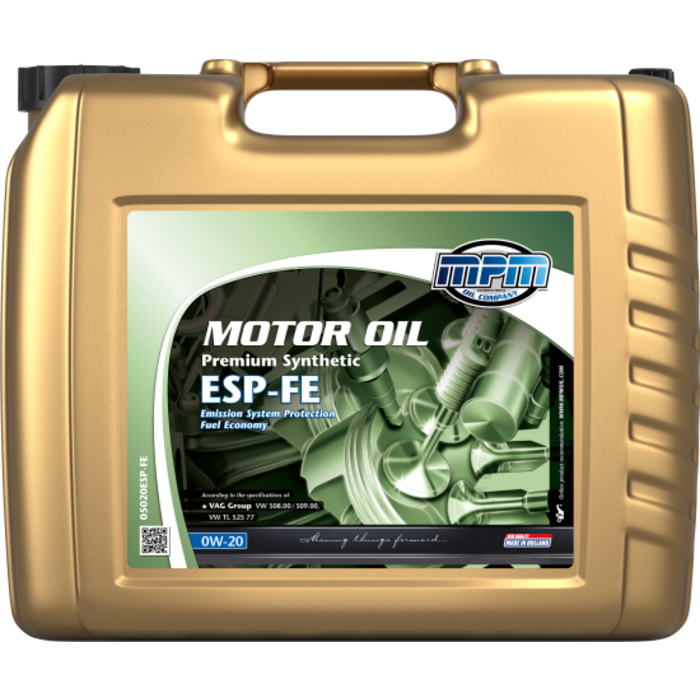 MPM MOTOR OIL 0W-20 PREMIUM SYNTHETIC ESP-FE 20 LITER 05020ESP-FE