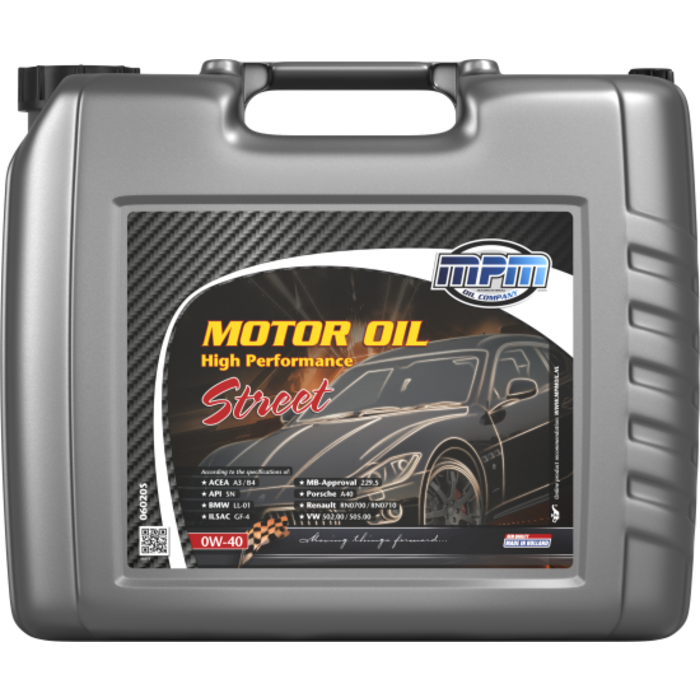 MPM Motorolie 0W40 High Performance Street | 20L | 06020S
