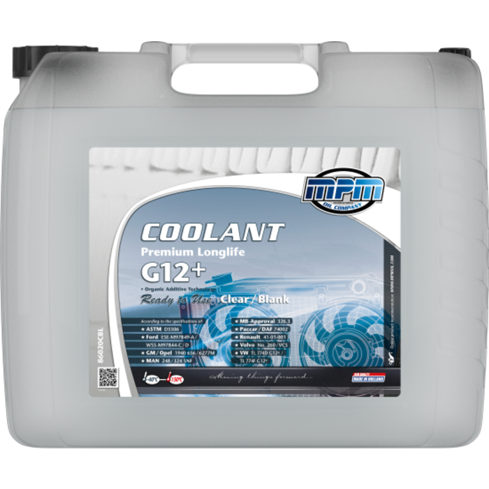 MPM COOLANT PREMIUM LONGLIFE -40°C G12+ READY TO USE CLEAR / BLANK 20 LITER  86020CBL