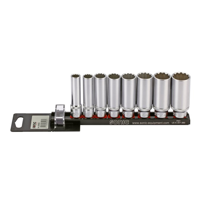 Sonic Doppenset twaalfkant SAE 3/8" | lang | 200802