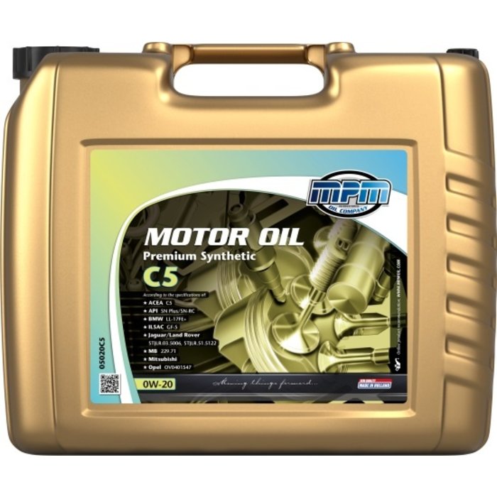 MPM MOTOR OIL 0W-20 PREMIUM SYNTHETIC C5 20 LITER 05020C5